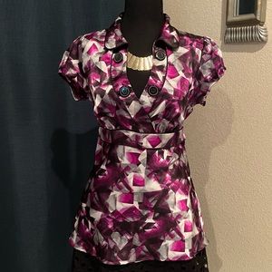 Heart Soul 🖤🖤🖤 Satin Purple print tunic/ blouse